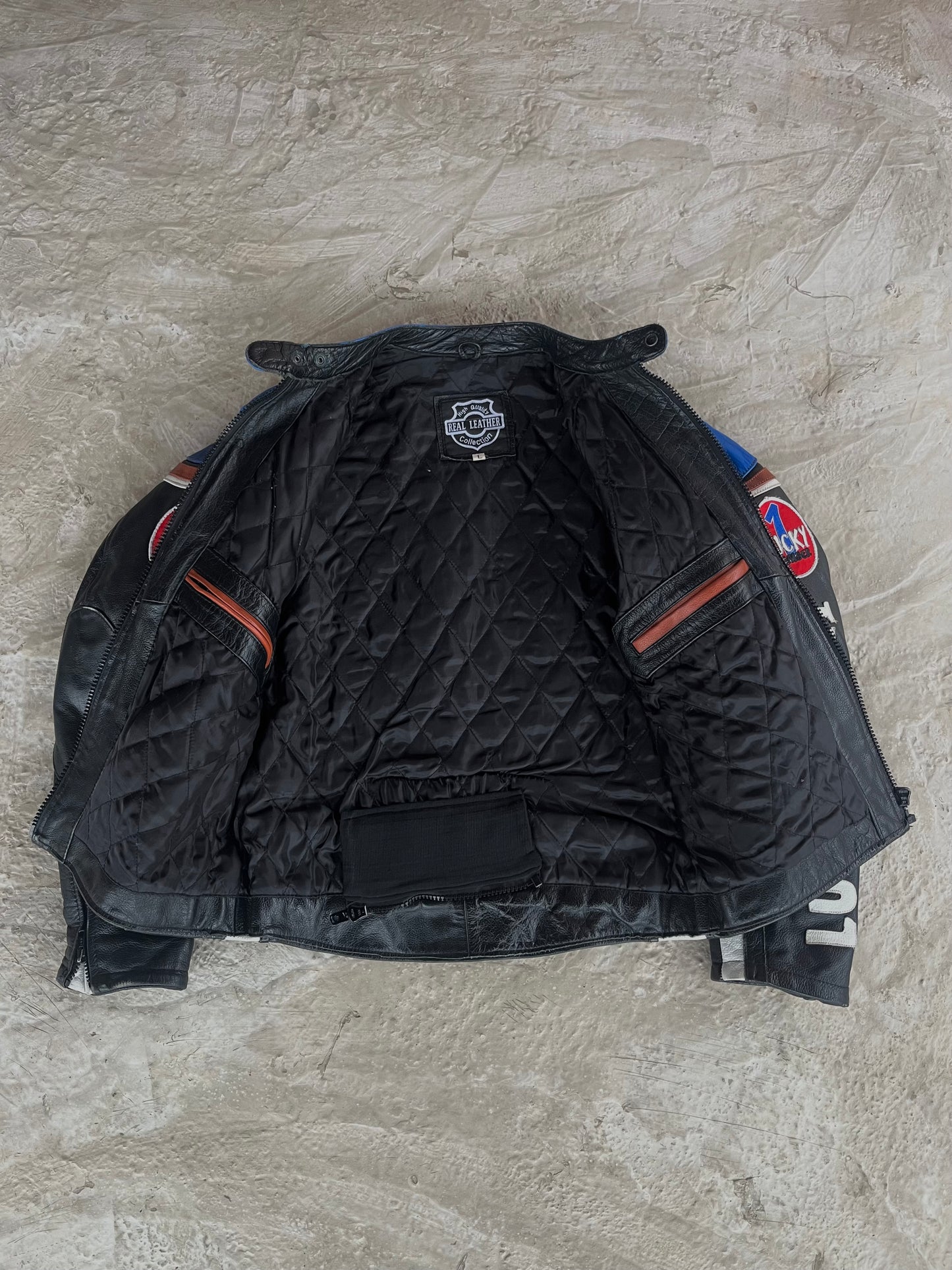 Racing Vintage Real Leather Jacket Lucky