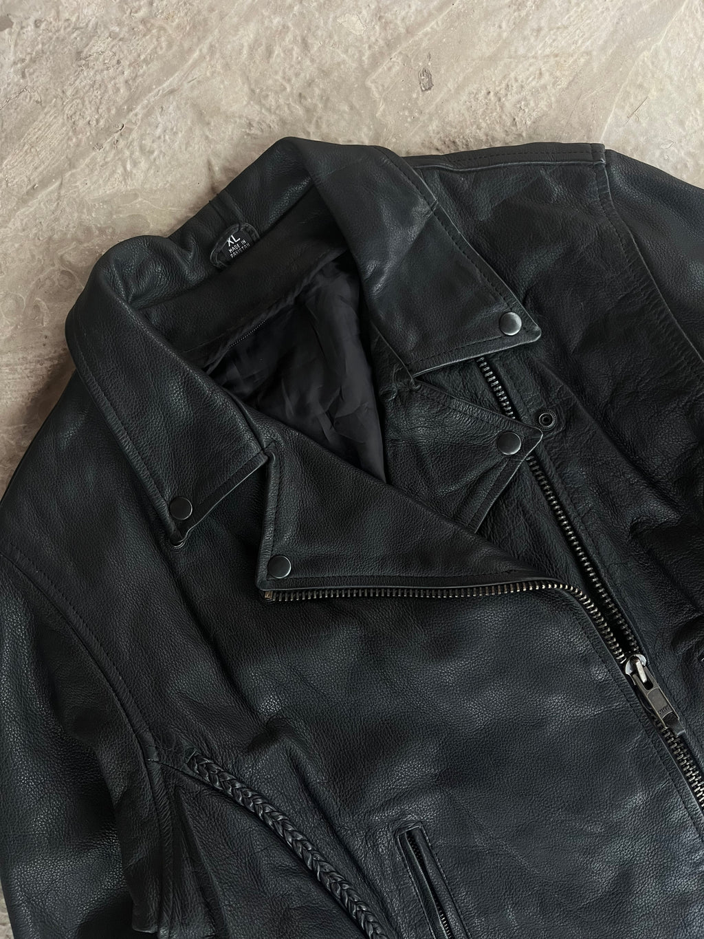 Vintage Real Leather Biker Jacket | Giacca Chiodo vera pelle - L/XL