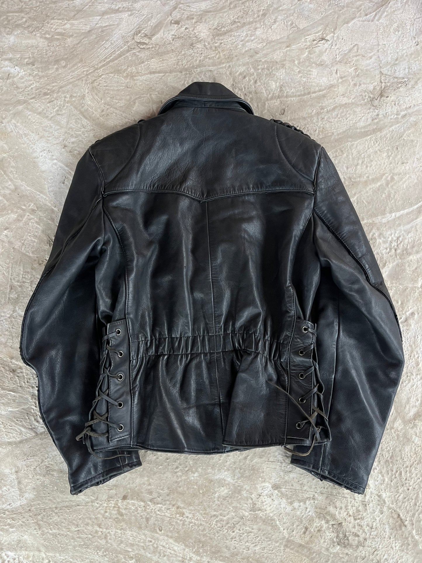 Vintage Real Leather Biker Jacket | Giacca Chiodo vera pelle - M