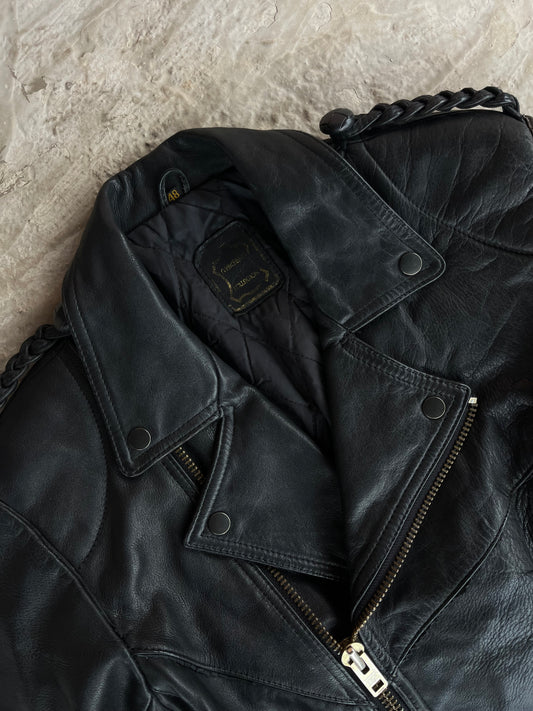 Vintage Real Leather Biker Jacket | Giacca Chiodo vera pelle - M