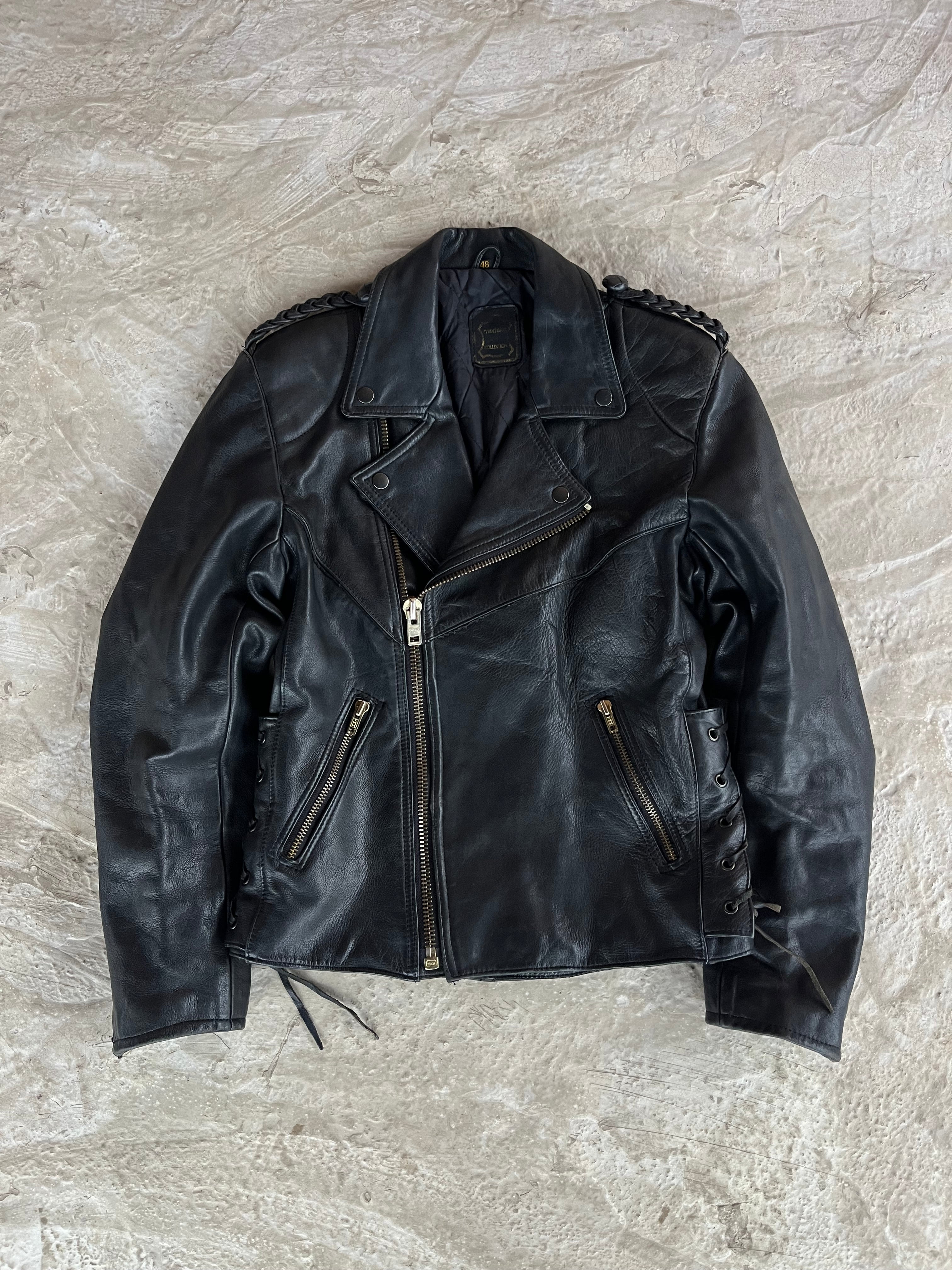 Vintage Real Leather Biker Jacket | Giacca Chiodo vera pelle - M