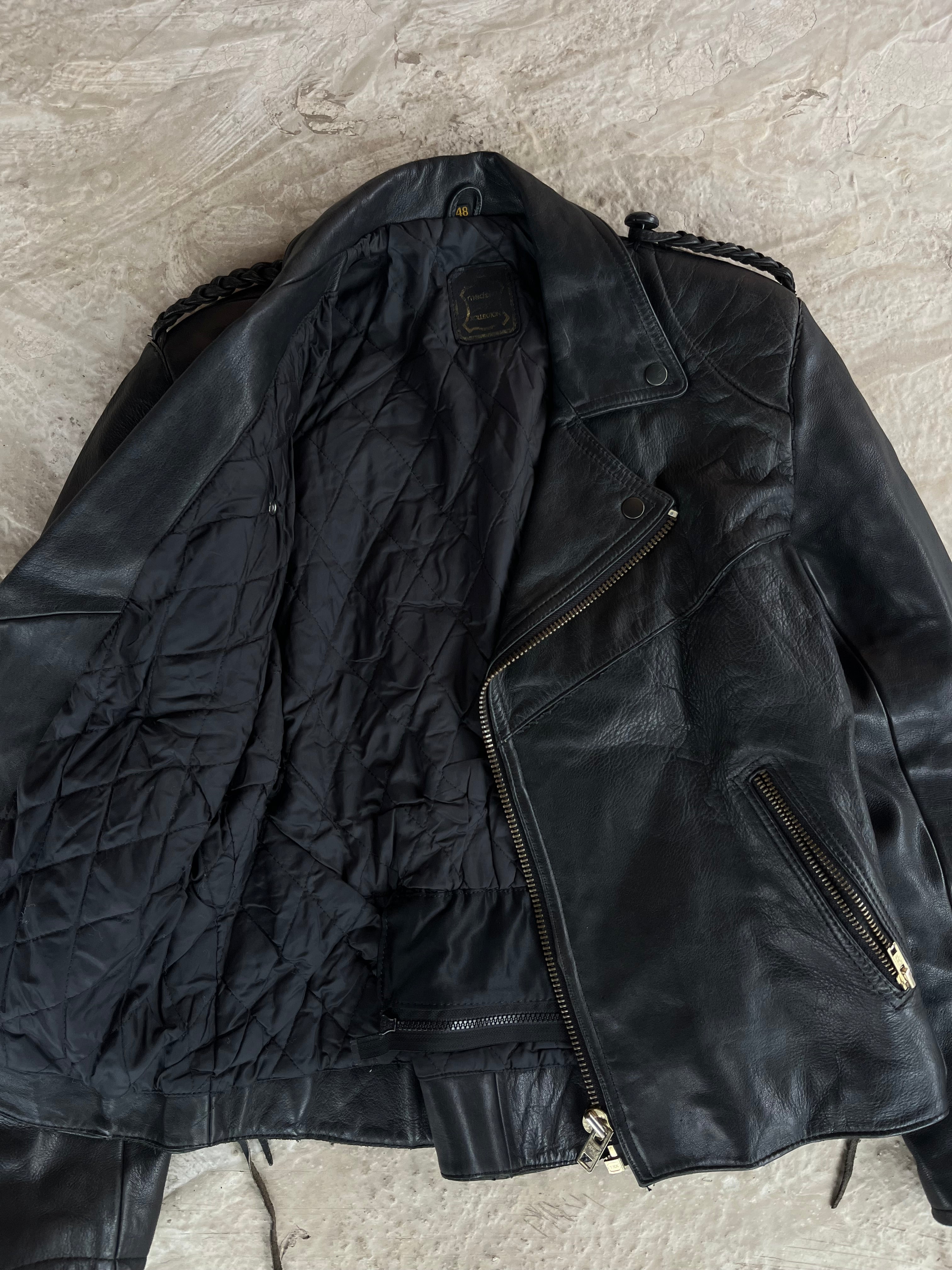 Vintage Real Leather Biker Jacket | Giacca Chiodo vera pelle - M