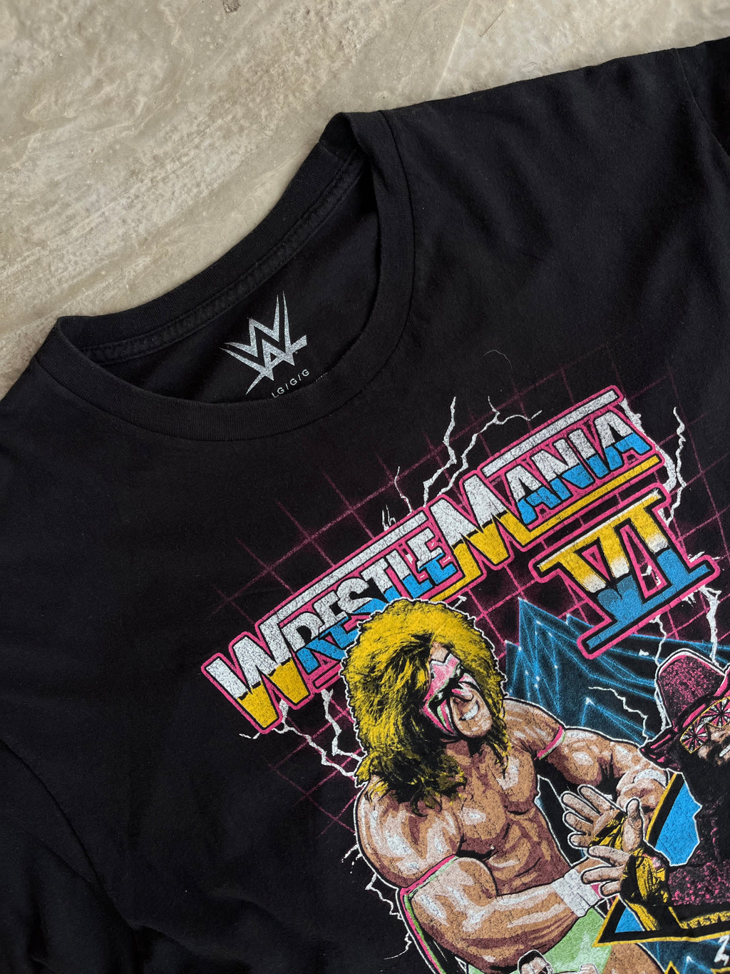 T-shirt WWE Wrestlemania VI Ultimate Warrior & Macho Man - L