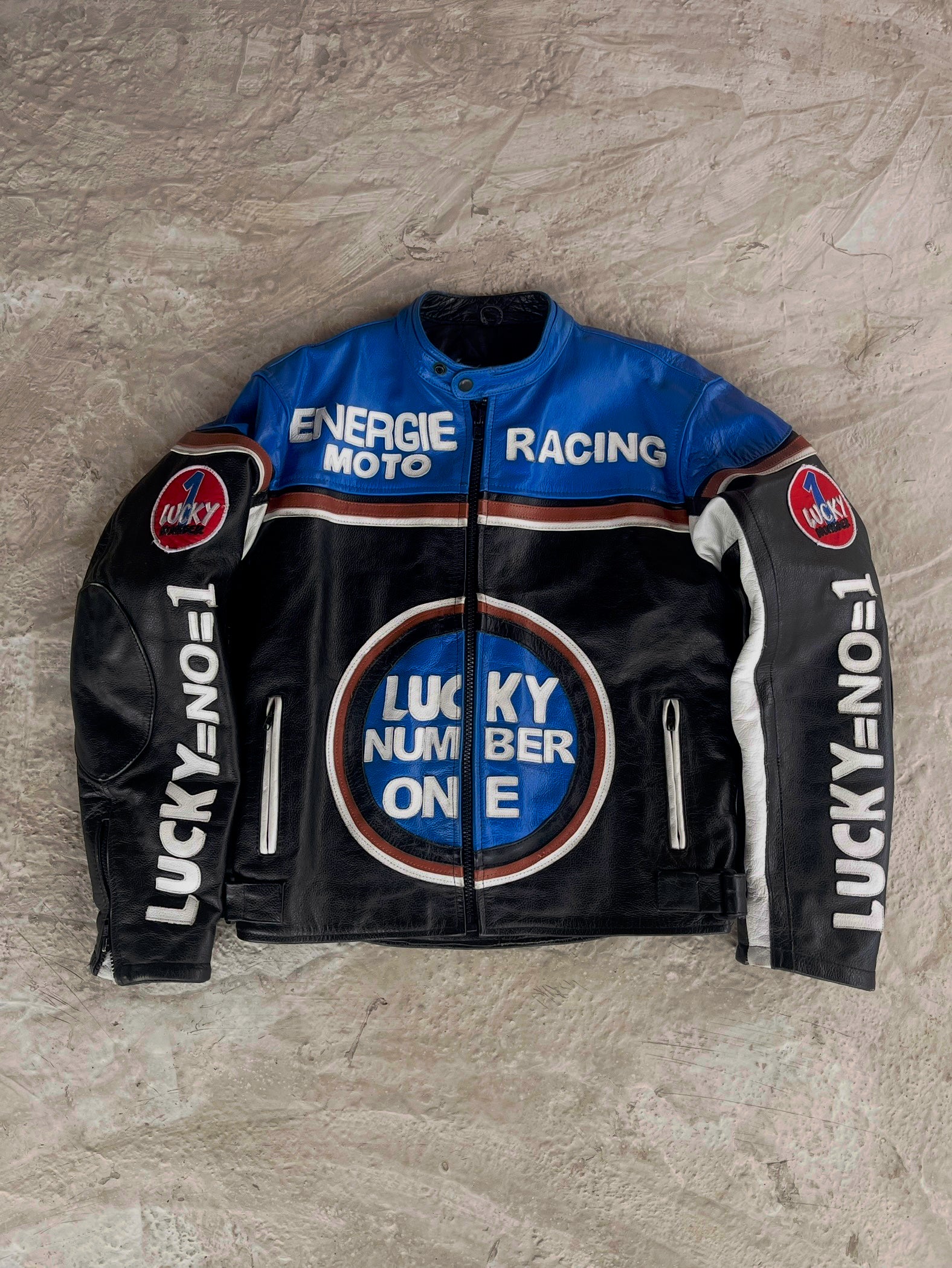 Racing Vintage Real Leather Jacket Lucky