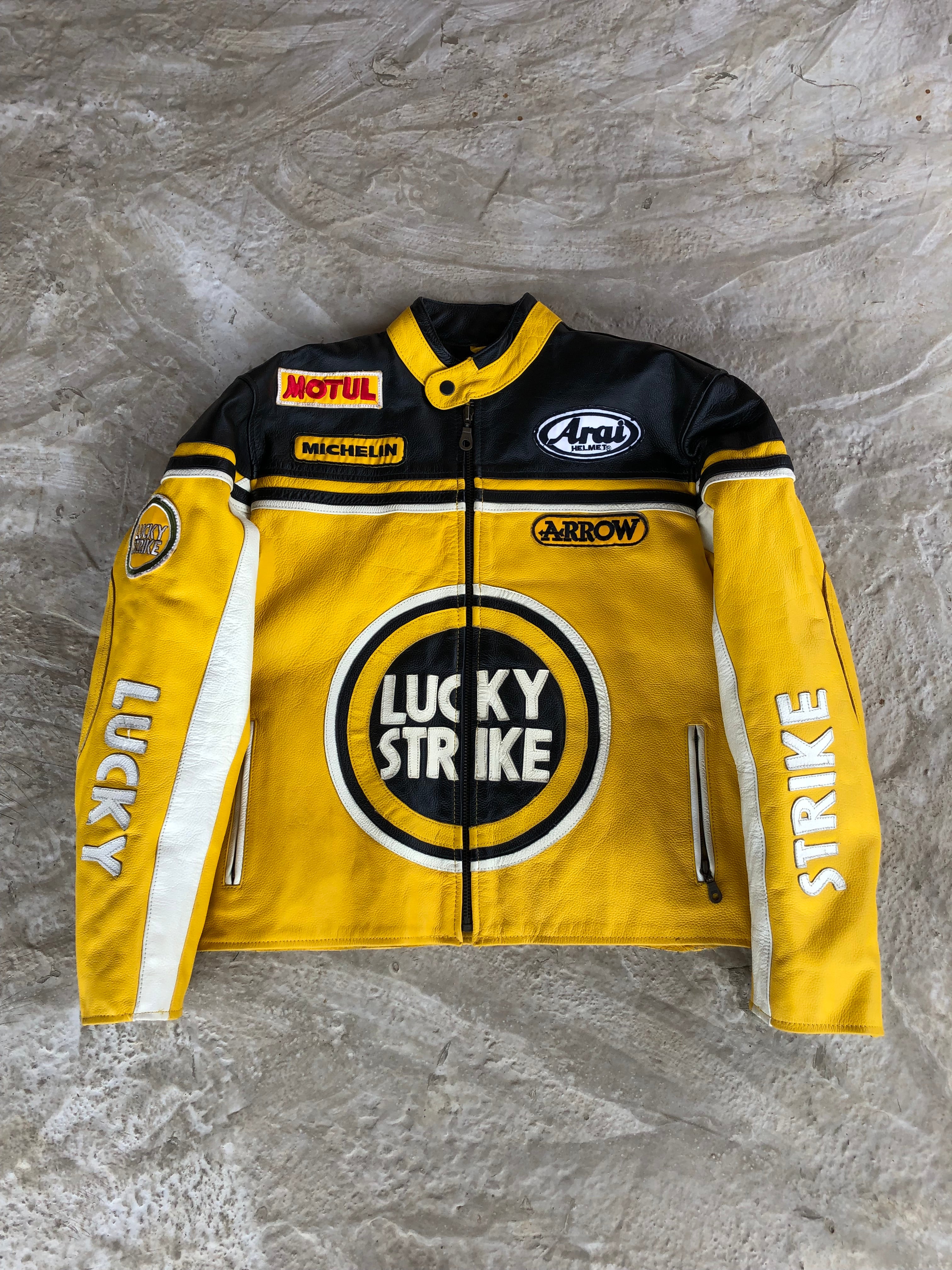 Vintage Racing Jacket Real Leather Lucky Strike