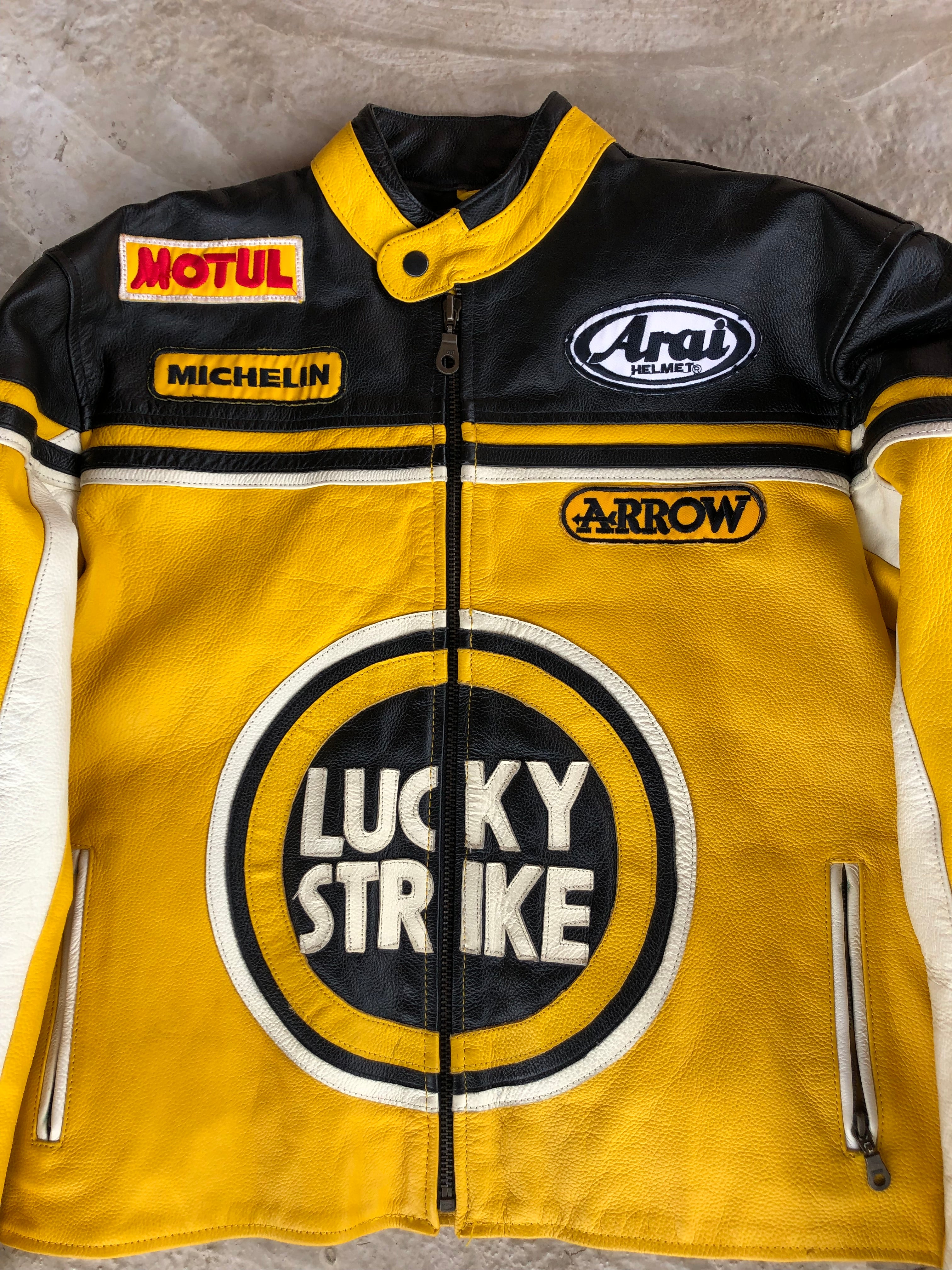 Vintage Racing Jacket Real Leather Lucky Strike